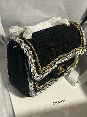 Chanel Small Classic Handbag Cotton Tweed & Gold Tone Metal  Black - 23x14.5x6cm - 3