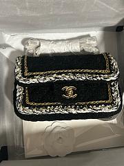 Chanel Small Classic Handbag Cotton Tweed & Gold Tone Metal  Black - 23x14.5x6cm - 6