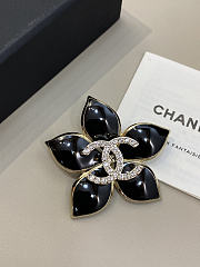 Chanel Flower Brooch Black and Rhinestones - 6