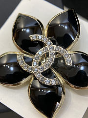 Chanel Flower Brooch Black and Rhinestones - 5