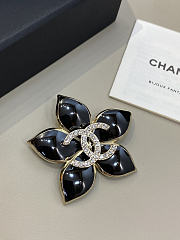 Chanel Flower Brooch Black and Rhinestones - 2
