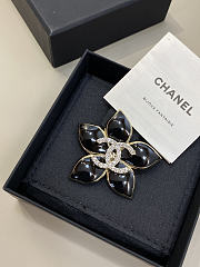 Chanel Flower Brooch Black and Rhinestones - 1