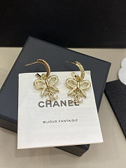 Chanel Ribbon Bow CC Earrings Light Gold - 3