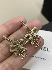 Chanel Ribbon Bow CC Earrings Light Gold - 5