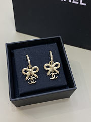 Chanel Ribbon Bow CC Earrings Light Gold - 6