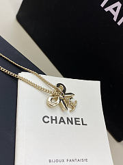Chanel Ribbon Bow CC Necklace Light Gold  - 4