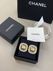 Chanel Scented Square Texture Diamond Edge Stud Earrings - 2