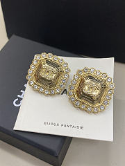 Chanel Scented Square Texture Diamond Edge Stud Earrings - 4