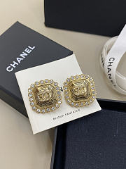 Chanel Scented Square Texture Diamond Edge Stud Earrings - 5
