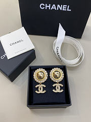 Chanel Scented Round Texture Diamond Edge Stud Earrings - 1