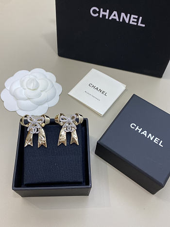 Chanel Stud Earrings Metal & Strass Silver Gold & Crystal