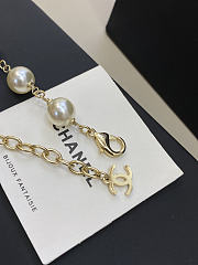 Chanel Long Necklace Metal Glass Pearls & Strass Gold Red Pearly White & Crystal - 2