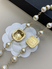 Chanel Long Necklace Metal Glass Pearls & Strass Gold Red Pearly White & Crystal - 6