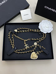 Chanel Diamond Heart Shaped Leather Chain Belt - 1
