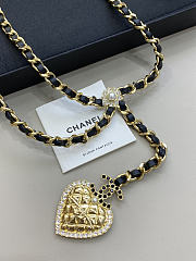 Chanel Diamond Heart Shaped Leather Chain Belt - 2