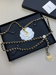 Chanel Diamond Heart Shaped Leather Chain Belt - 3