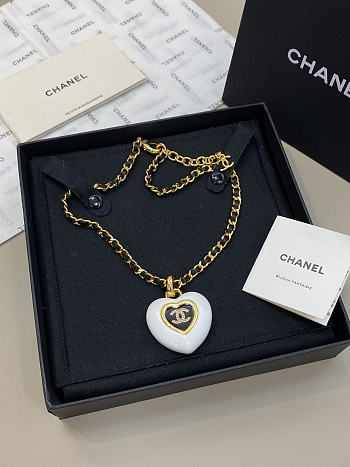 Chanel Necklace Metal Resin Calfskin & Strass Gold Pearly White Black & Crystal