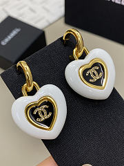 Chanel Earrings Metal Resin Calfskin & Strass Gold Pearly White Black & Crystal - 4