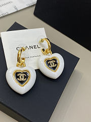 Chanel Earrings Metal Resin Calfskin & Strass Gold Pearly White Black & Crystal - 3