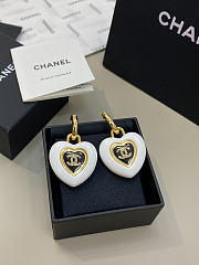 Chanel Earrings Metal Resin Calfskin & Strass Gold Pearly White Black & Crystal - 5