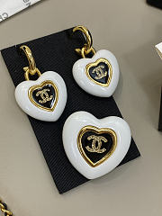Chanel Earrings Metal Resin Calfskin & Strass Gold Pearly White Black & Crystal - 2