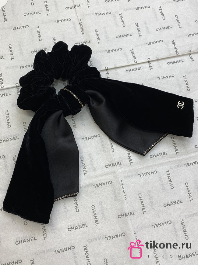 Chanel Velvet Scrunchie Black  - 1