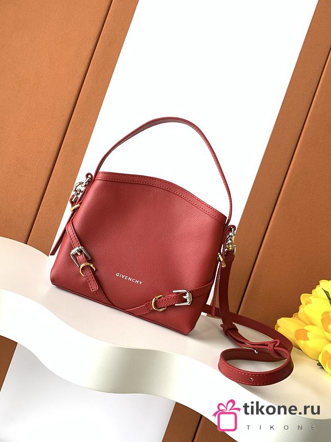 Givenchy Nano Voyou Bag In Shiny Leather Dark Red - 17x14x11cm - 1