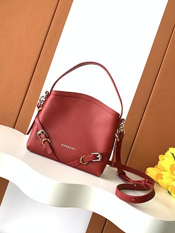Givenchy Nano Voyou Bag In Shiny Leather Dark Red - 17x14x11cm