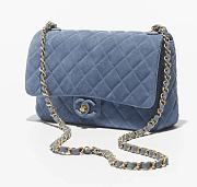 Chanel Flap Bag Suede Calfskin Lambskin & Gold Tone Metal Blue - 24x17x7cm - 5