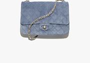Chanel Flap Bag Suede Calfskin Lambskin & Gold Tone Metal Blue - 24x17x7cm - 4
