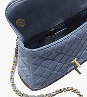 Chanel Flap Bag Suede Calfskin Lambskin & Gold Tone Metal Blue - 24x17x7cm - 3