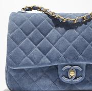Chanel Flap Bag Suede Calfskin Lambskin & Gold Tone Metal Blue - 24x17x7cm - 2