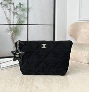 Chanel Small Zipped Case Velvet Effect Nylon Shiny Crumpled Calfskin & Gold Tone Metal Black - 26x16.5x9cm - 1