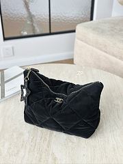 Chanel Small Zipped Case Velvet Effect Nylon Shiny Crumpled Calfskin & Gold Tone Metal Black - 26x16.5x9cm - 4