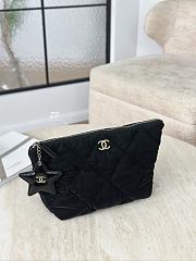 Chanel Small Zipped Case Velvet Effect Nylon Shiny Crumpled Calfskin & Gold Tone Metal Black - 26x16.5x9cm - 2