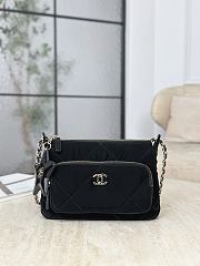 Chanel Clutch With Chain Velvet-Effect Nylon Shiny Crumpled Calfskin & Gold-Tone Metal Black - 21x15x7.5cm - 4