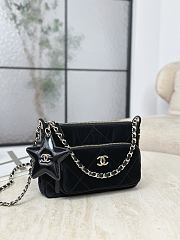 Chanel Clutch With Chain Velvet-Effect Nylon Shiny Crumpled Calfskin & Gold-Tone Metal Black - 21x15x7.5cm - 3