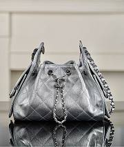 Chanel 25 Mini Handbag Metallic Grained Calfskin & Silver Tone Metal Silvery - 22x20x12.5cm - 1