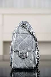 Chanel 25 Mini Handbag Metallic Grained Calfskin & Silver Tone Metal Silvery - 22x20x12.5cm - 6