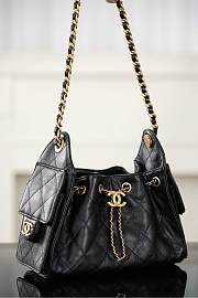 Chanel 25 Mini Handbag Grained Calfskin & Gold Tone Metal Black - 22x20x12.5cm - 6