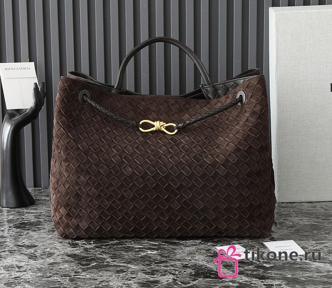 Bottega Veneta Large Andiamo Intrecciato Suede Brown - 42x35x18cm - 1