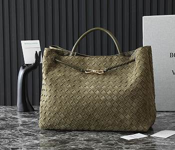 Bottega Veneta Large Andiamo Intrecciato Suede Khaki - 42x35x18cm