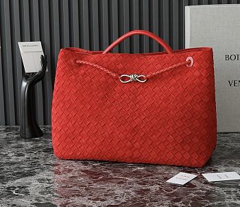 Bottega Veneta Large Andiamo Intrecciato Suede Red - 42x35x18cm