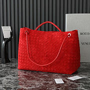 Bottega Veneta Large Andiamo Intrecciato Suede Red - 42x35x18cm - 4