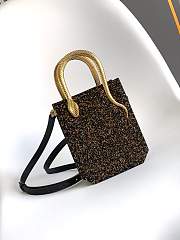 Bvlgari Serpentine Mini Tote Bag In Black With Black Crystals Inserts Hand Set On Suede - 13x17.5x5.5cm - 4