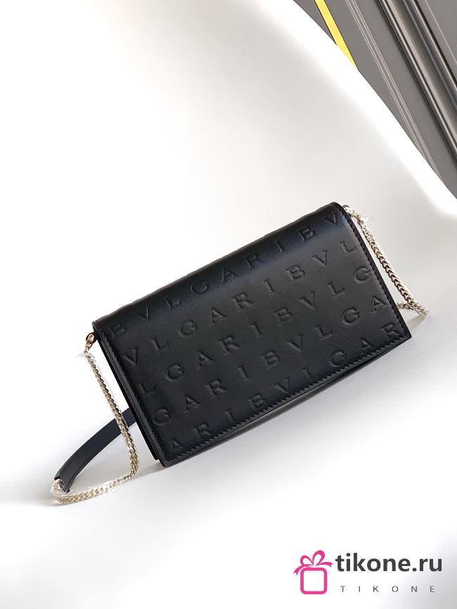 Bvlgari Logo Infinitum Leather Wallet on chain In Black - 19x10.5x4.5cm - 1