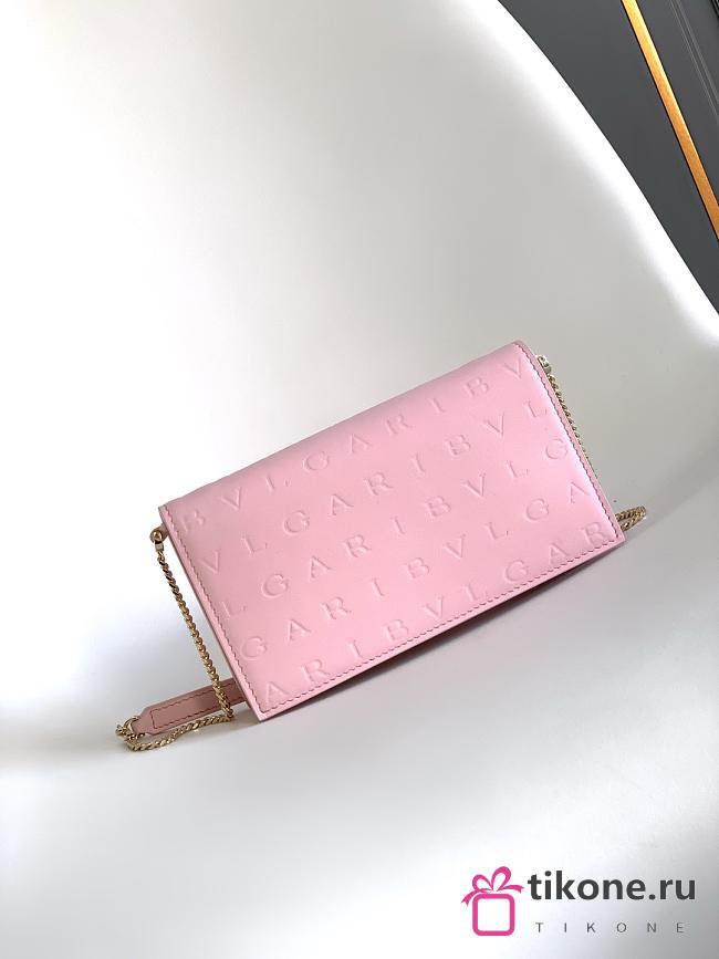 Bvlgari Logo Infinitum Leather Wallet on chain In Pink - 19x10.5x4.5cm - 1