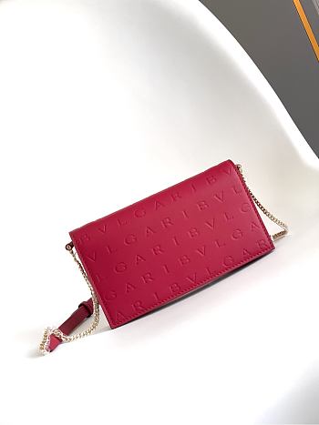 Bvlgari Logo Infinitum Leather Wallet on chain In Red - 19x10.5x4.5cm