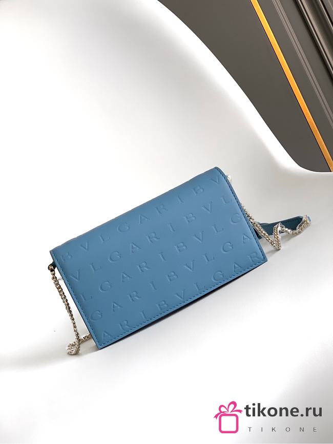 Bvlgari Logo Infinitum Leather Wallet on chain In Blue - 19x10.5x4.5cm - 1