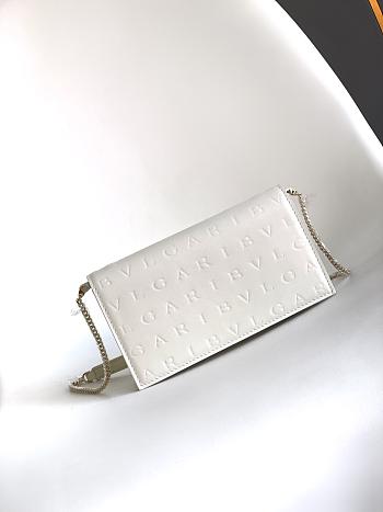 Bvlgari Logo Infinitum Leather Wallet on chain In White - 19x10.5x4.5cm